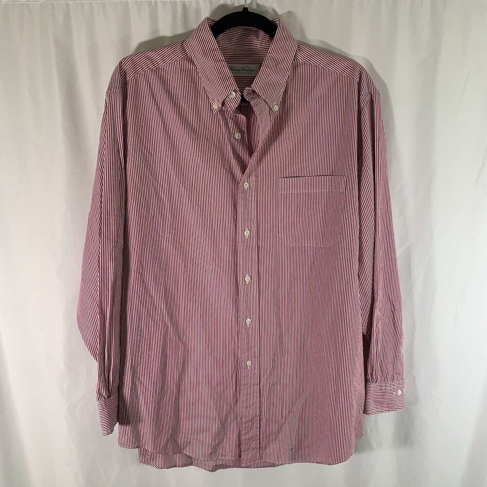 Brooks Brothers Dress Shirt Men's 16 32 33 Purple White Striped Button Up